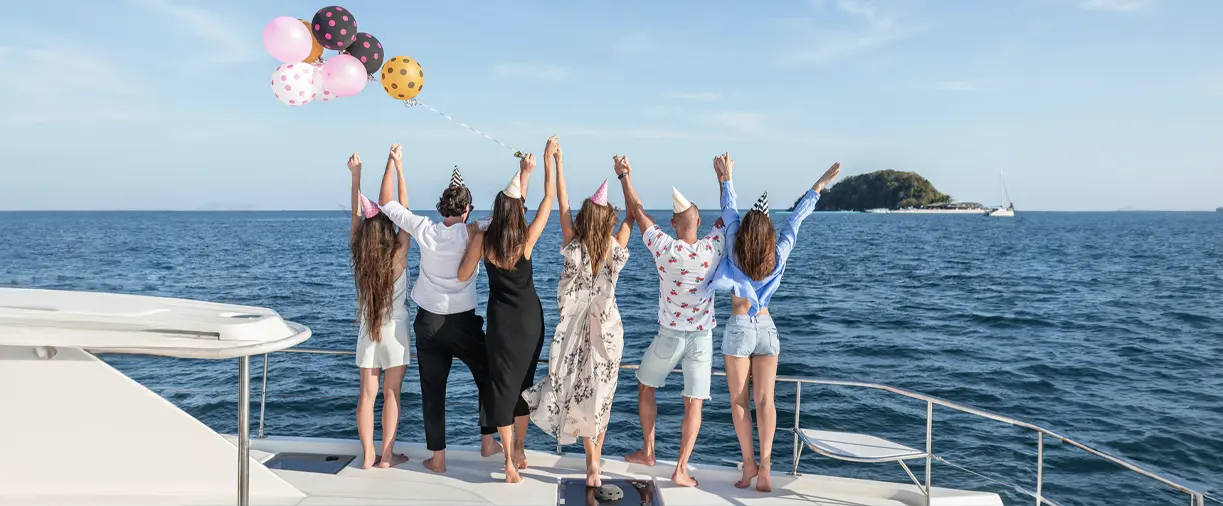 Yatch Bachelor Party Idea Yatch Party boat jaco costa rica joyful groomsmen enjoying the deck